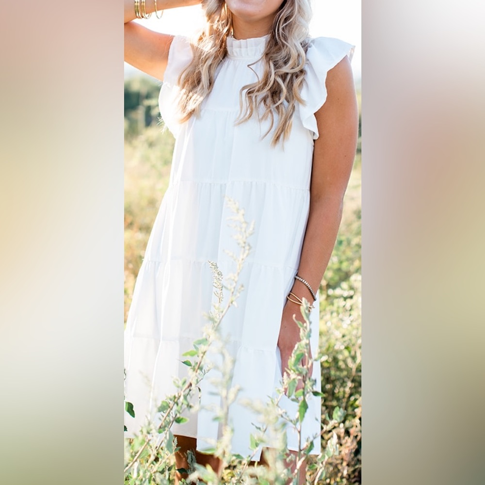 Ruffled white summer dress